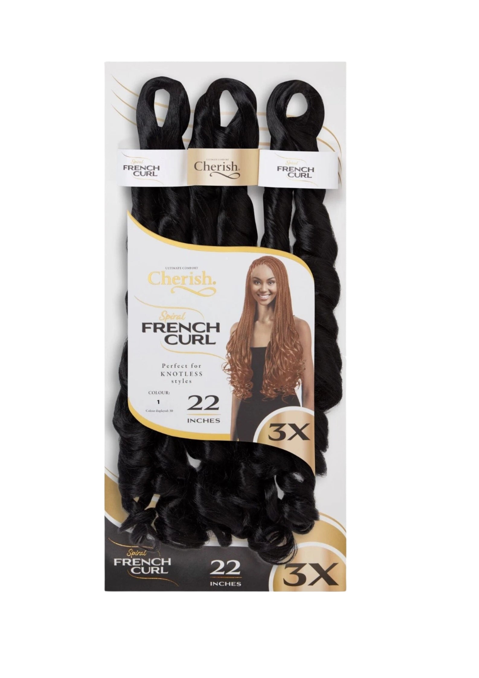 Cherish Spiral French Curl 22 Inch 3x – Zachte, Veerkrachtige Krullen met Natuurlijke Look