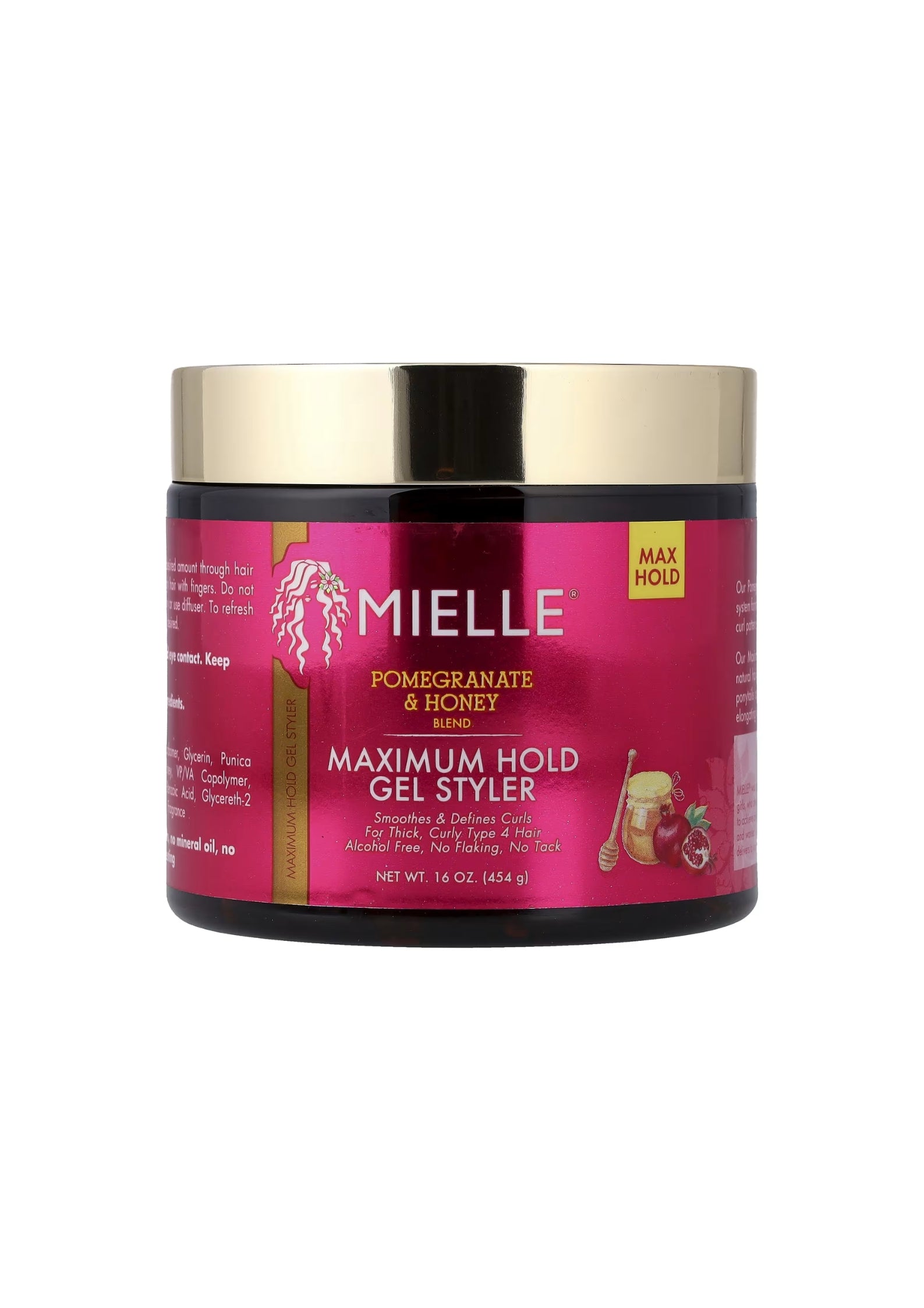 Mielle Pomegranate & Honey Maximum Hold Gel Styler 454 g – Ultra Sterke Hold voor Pluisvrije Krullen