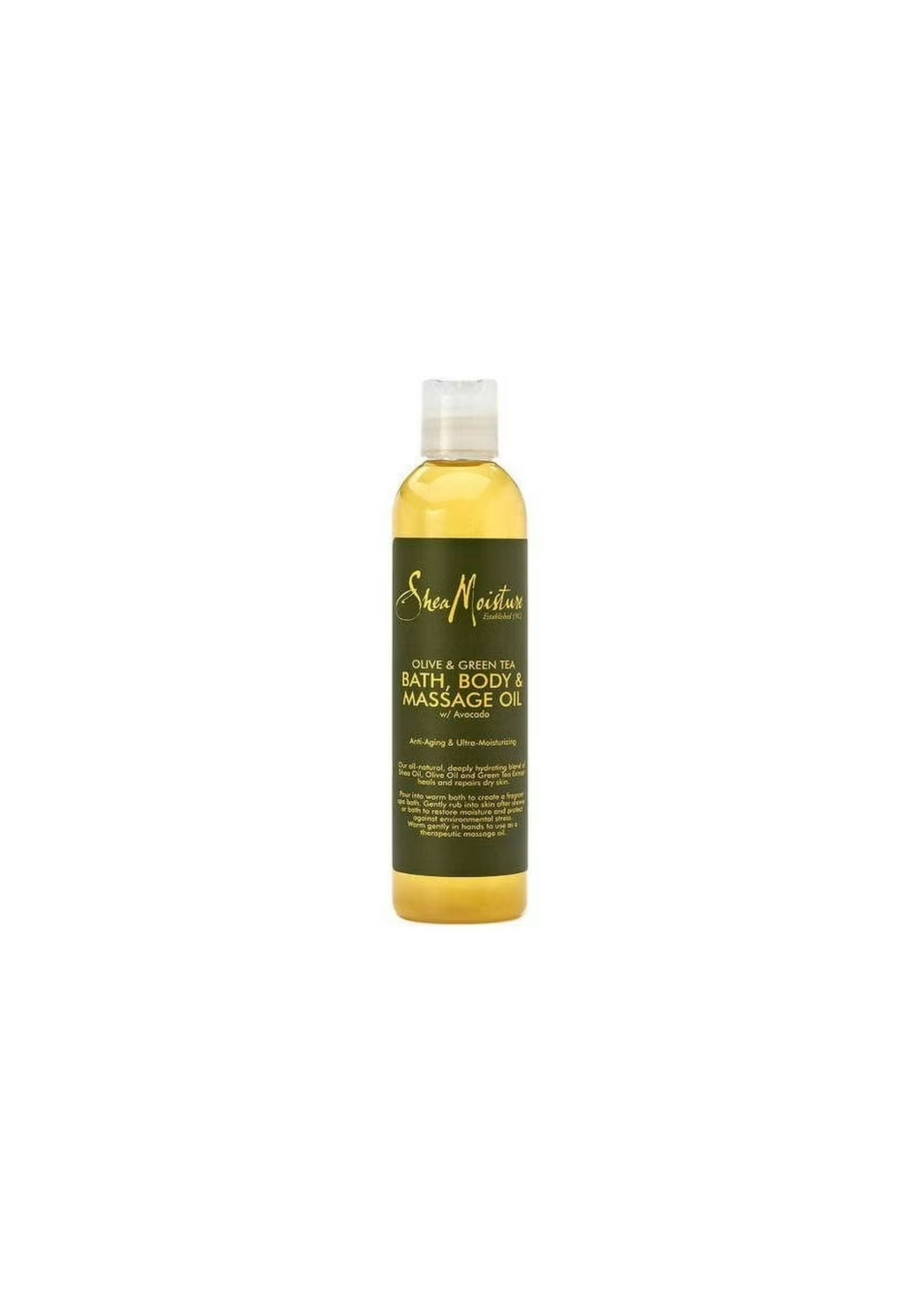 SheaMoisture Olive & Green Tea Bath, Body and Massage Oil with Avocado 236 ml – Voedende Olie voor Huidverzorging en Ontspanning