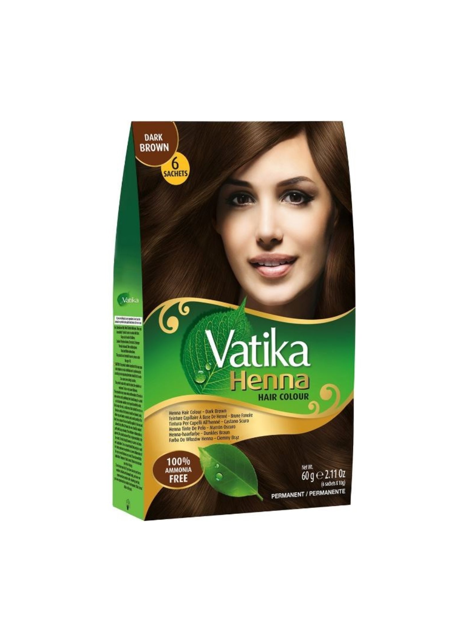 Dabur Vatika Henna Color 6x10g Sachets 60g – Natuurlijke Haarkleuring met Henna voor Rijke Kleur en Glans